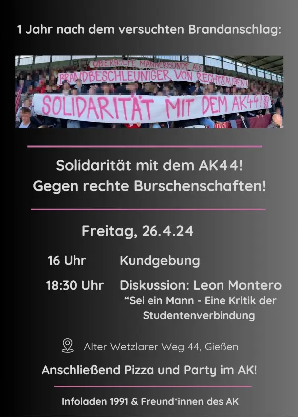 AK44 - ein Jahr nach dem Brandanschlag